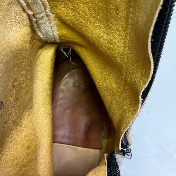 Abilene Men’s 8.5 Side Zip Cowboy Western Ankle Boots Leather Tan Stampede Rodeo - Picture 9 of 13